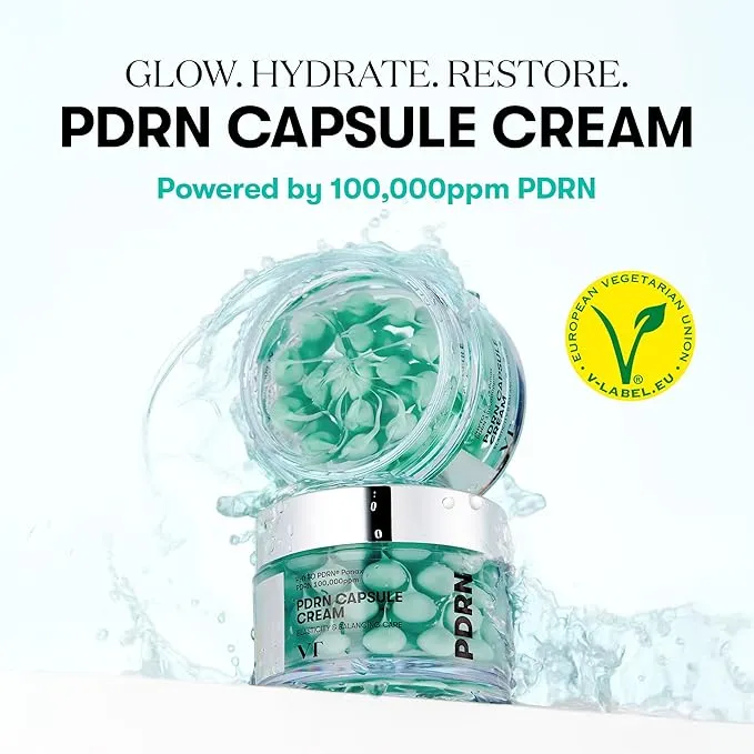 VT COSMETICS PDRN Capsule Cream 100, Hydrating Face Moisturizer with 100,000ppm PDRN, Hyaluronic Acid, 9 Peptides, Firming & Plumping Nourishing Cream, Korean Skin Care (1.69 fl. oz.)