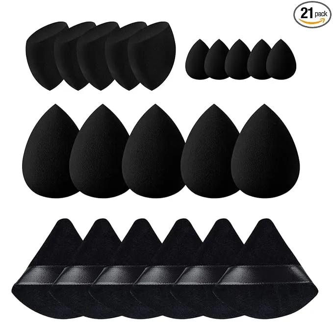 21 pcs Black Beauty Blender Makeup Sponge Bulk:Blender Sponges 21 Pcs for Liquid, Cream, and Powder, Multi-colored Pink make up sponges for foundation